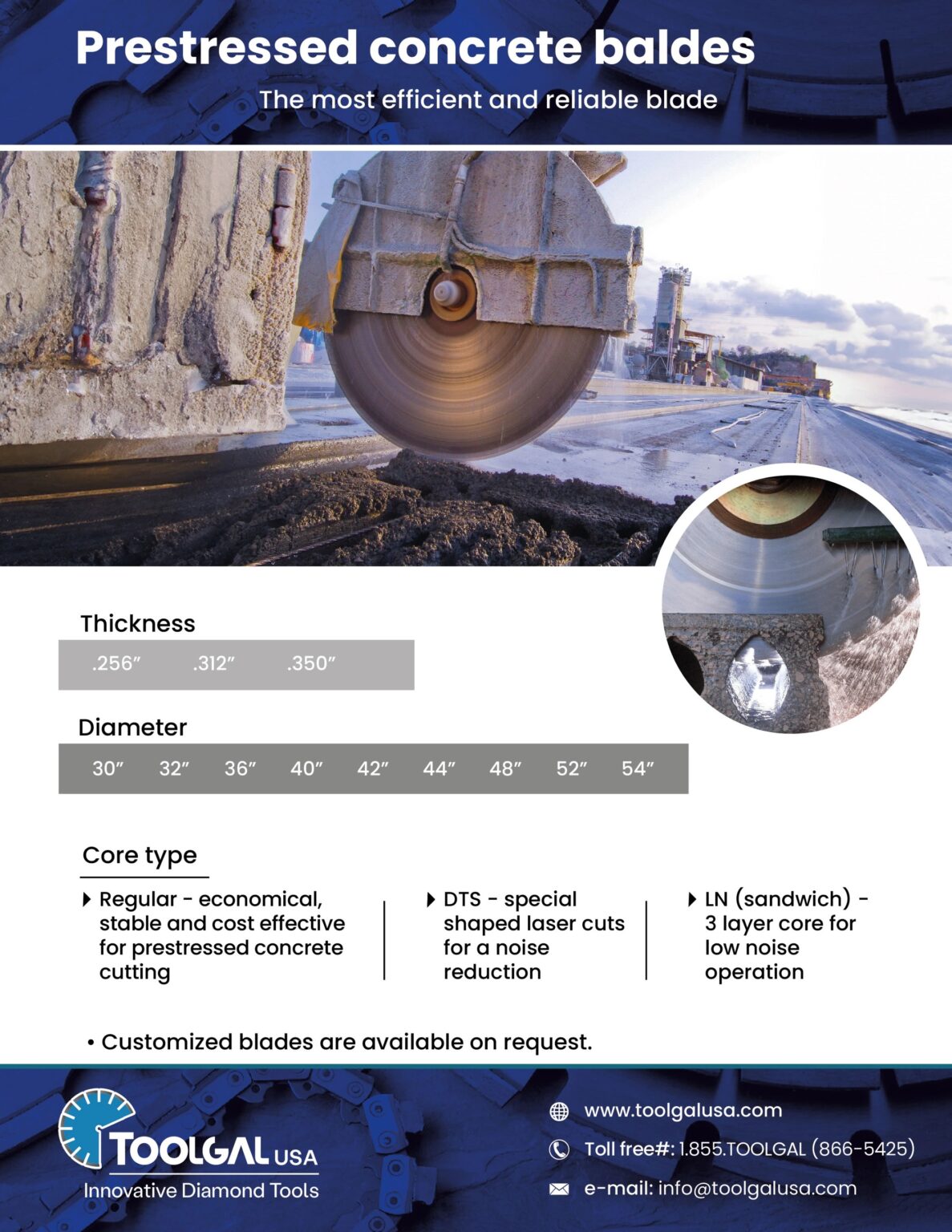 TUSA prestressed and hollowcore concrete saw blades brochure